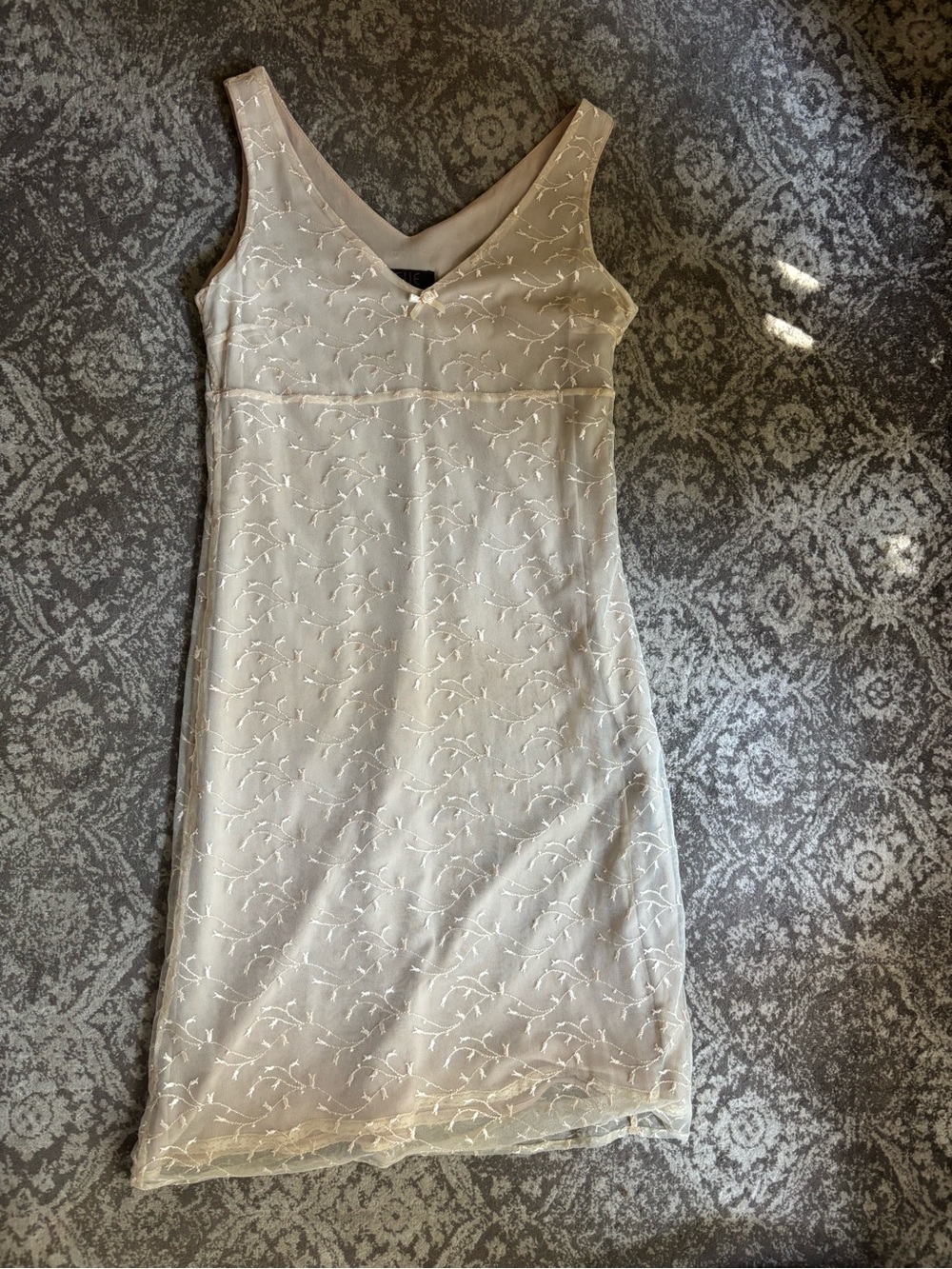 Vintage soft gold /cream colored sheath dress with slip. Size 6 (Australian 10)